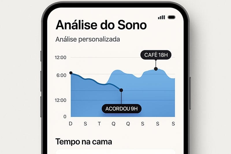 Exemplo visual de grafico com horas de sono e gatilhos identificados